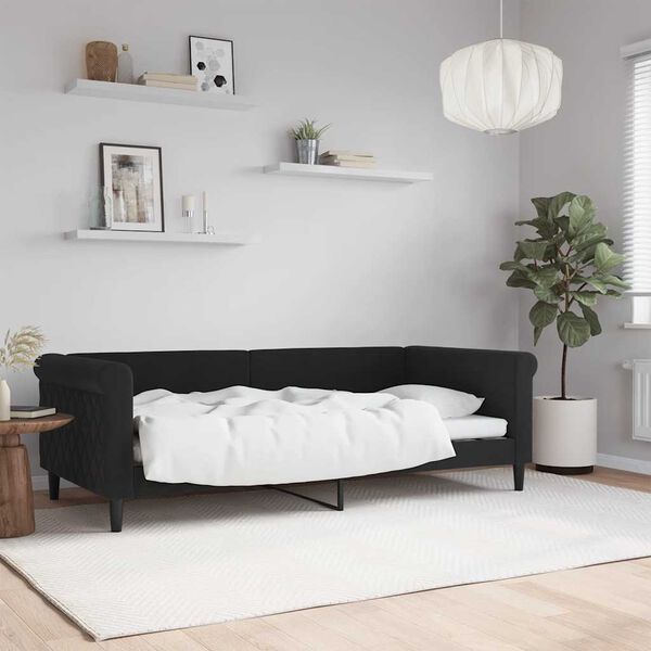 vidaXL Sofá cama sin colchón terciopelo negro 90x190 cm