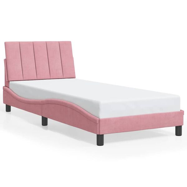 vidaXL Estructura de cama sin colch&oacute;n Hanko terciopelo rosa 90x200 cm