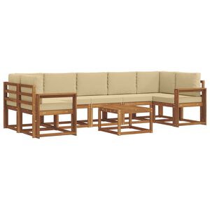 vidaXL Conjunto de sof&aacute;s de exterior con coj&iacute;n 8 pcs Natural y Beige