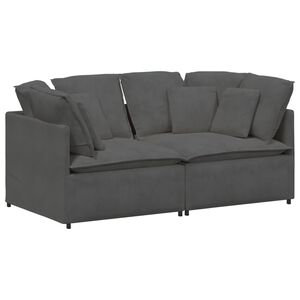 vidaXL Sof&aacute; modular con cojines de tela de pana gris oscuro