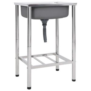 vidaXL Fregadero de camping de un seno acero inoxidable