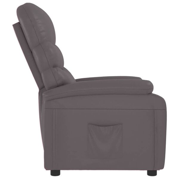 vidaXL Sill&oacute;n reclinable de cuero sint&eacute;tico gris