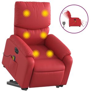 vidaXL Sill&oacute;n de masaje elevable el&eacute;ctrico cuero artificial rojo