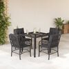 vidaXL Set de muebles jard&iacute;n 5 pzas con cojines rat&aacute;n sint&eacute;tico negro