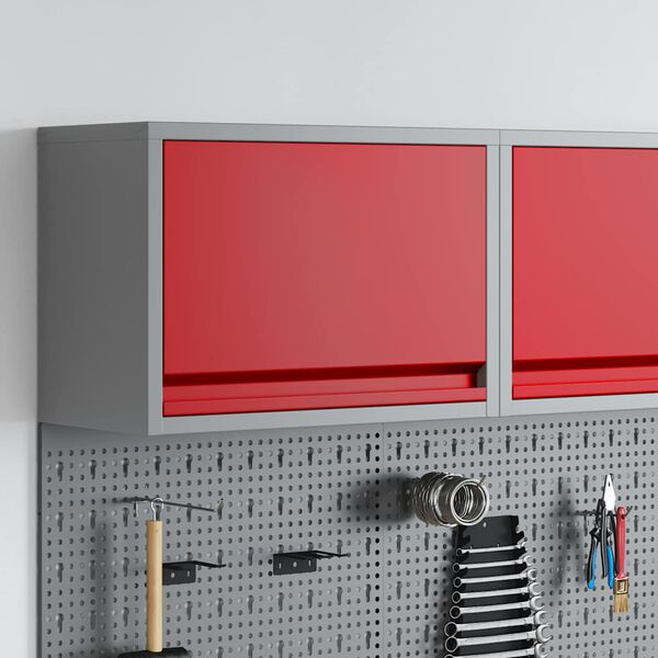 vidaXL Gabinete para Herramientas Rojo y gris 50 x 25 x 35 cm