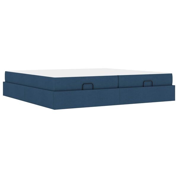 vidaXL Estructura de cama con colch&oacute;n con colch&oacute;n 2 pcs Azul tela