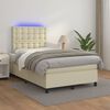 vidaXL Cama box spring colch&oacute;n y LED cuero sint&eacute;tico crema 120x200 cm