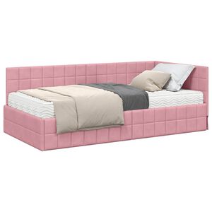 vidaXL Estructura de Cama Esquina con Colch&oacute;n 2 uds. Rosa 90 x 190 cm