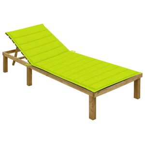 vidaXL Tumbona con coj&iacute;n verde brillante madera de pino impregnada