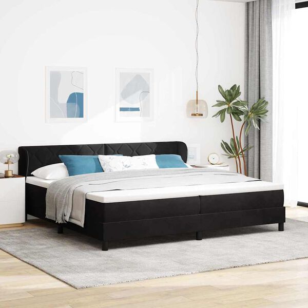 vidaXL Cama tipo Box Spring con colch&oacute;n Negro 200 x 200 cm Terciopelo
