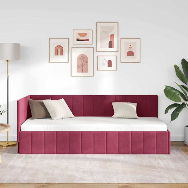 vidaXL Estructura de cama en esquina Rojo vino 80 cm x 200 cm