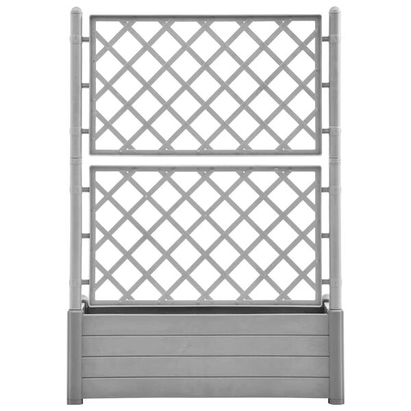 vidaXL Jardinera con enrejado PP gris piedra 100x43x142 cm
