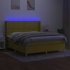 vidaXL Cama box spring colch&oacute;n y luces LED tela verde 180x200 cm