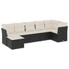 vidaXL Set de comedor de jard&iacute;n 7 pzas y cojines rat&aacute;n sint&eacute;tico negro