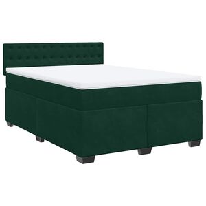 vidaXL Cama box spring con colch&oacute;n terciopelo verde oscuro 140x200 cm