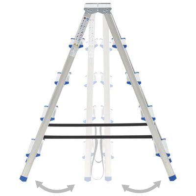 vidaXL Escalera de aluminio doble cara 5 peldaños 113 cm