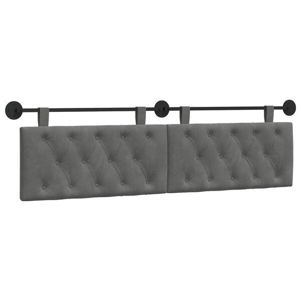 vidaXL Cabecera Colgante Gris oscuro 190 x 55 x 7 cm Terciopelo