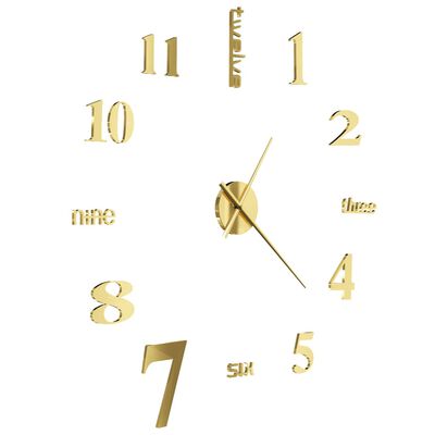 vidaXL Reloj 3D de pared con diseño moderno 100 cm XXL dorado
