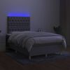 vidaXL Cama box spring con colch&oacute;n tela y LED gris claro 120x200 cm