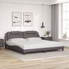 vidaXL Estructura de cama Viana sin colch&oacute;n cuero sint&eacute;tico gris 200x200 cm