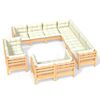 vidaXL Muebles de jard&iacute;n 11 pzas y cojines madera maciza de pino crema