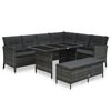 vidaXL Set de muebles de jard&iacute;n 3 pzas y cojines rat&aacute;n sint&eacute;tico gris