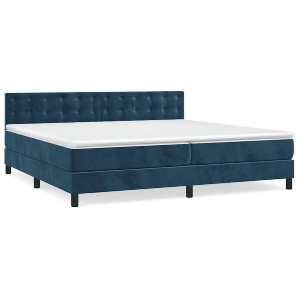 vidaXL Cama box spring con colch&oacute;n terciopelo azul oscuro 200x200 cm