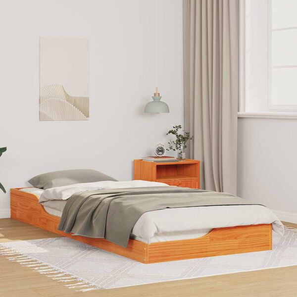 vidaXL Estructura de cama Marrón cera 90 x 220 cm