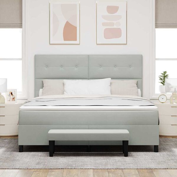 vidaXL Cama tipo Box Spring Gris Claro 180 x 200 cm Terciopelo