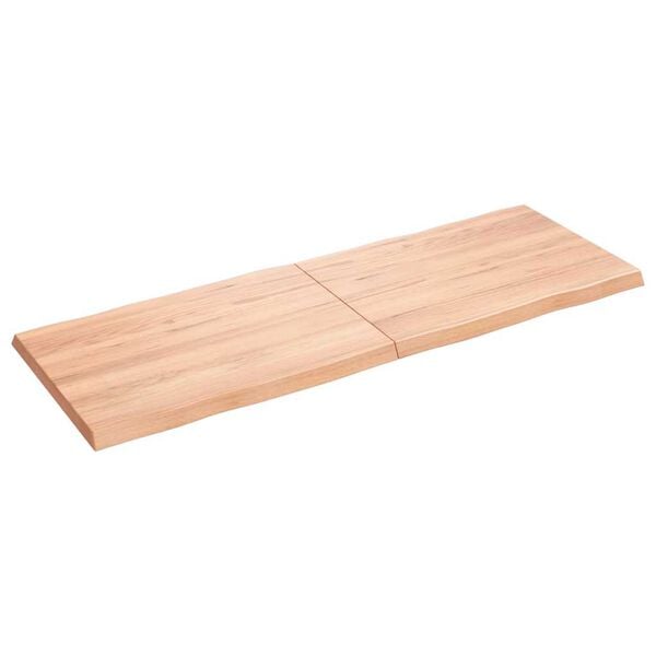 vidaXL Tablero mesa madera tratada borde natural marr&oacute;n 140x50x(2-4)cm