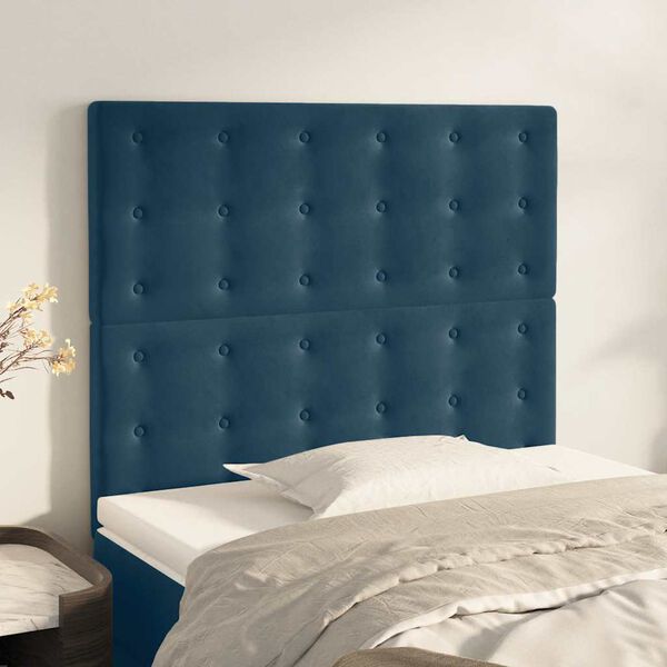 vidaXL Cabecero de cama azul oscuro 90x5x118/128 cm Terciopelo