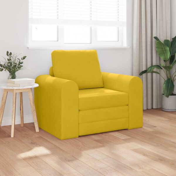 vidaXL Sof&aacute; cama Amarillo 98 x 71 x 83 cm Terciopelo