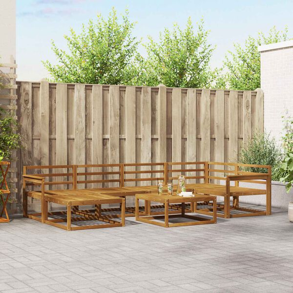 vidaXL Conjunto de sof&aacute;s de exterior 7 pcs Natural