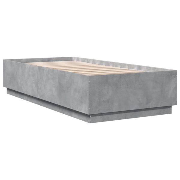 vidaXL Estructura de cama con luces LED madera gris hormigón 90x200 cm