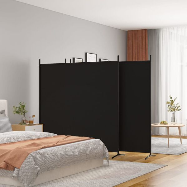 vidaXL Biombo divisor de 4 paneles de tela negro 698x180 cm