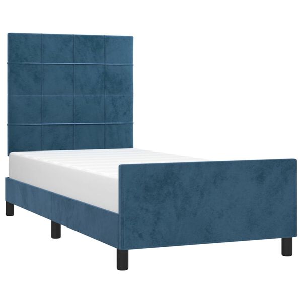 vidaXL Estructura de cama sin colch&oacute;n terciopelo azul oscuro 100x200cm