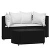 vidaXL Set de muebles de jard&iacute;n 3 pzas y cojines rat&aacute;n sint&eacute;tico negro