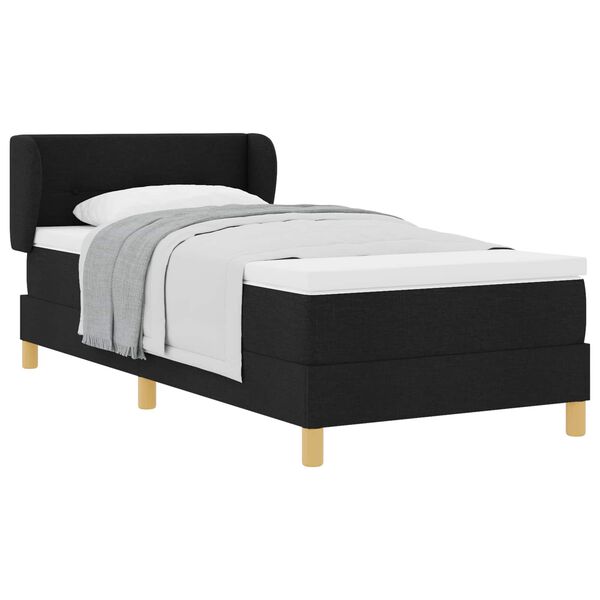 vidaXL Cama tipo Box Spring con colch&oacute;n Negro 90 x 200 cm tela