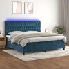 vidaXL Cama box spring colch&oacute;n y LED terciopelo azul oscuro 200x200 cm