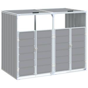 vidaXL Cobertizo contenedores dobles basura acero gris 144x81x113 cm