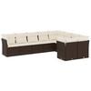 vidaXL Set de sof&aacute;s de jard&iacute;n 9 pzas y cojines rat&aacute;n sint&eacute;tico marr&oacute;n