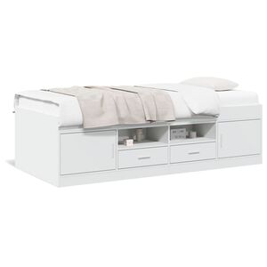vidaXL Sof&aacute; cama con cajones sin colch&oacute;n blanco 100x200 cm