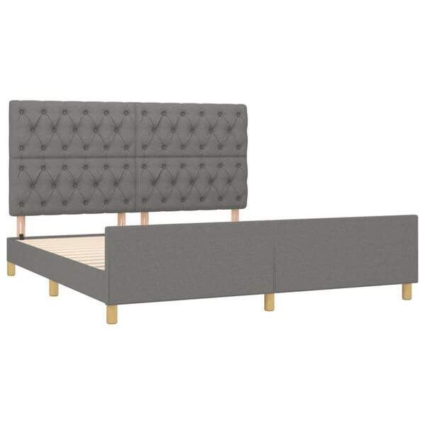 vidaXL Cama sin colch&oacute;n de tela gris oscuro 160x200 cm
