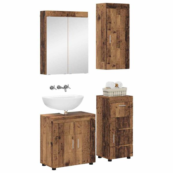 vidaXL Juego de muebles de ba&ntilde;o con caj&oacute;n TULUM Madera vieja