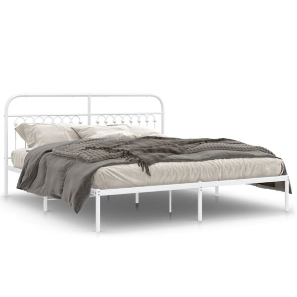 vidaXL Estructura cama sin colch&oacute;n con cabecero metal blanco 183x213cm