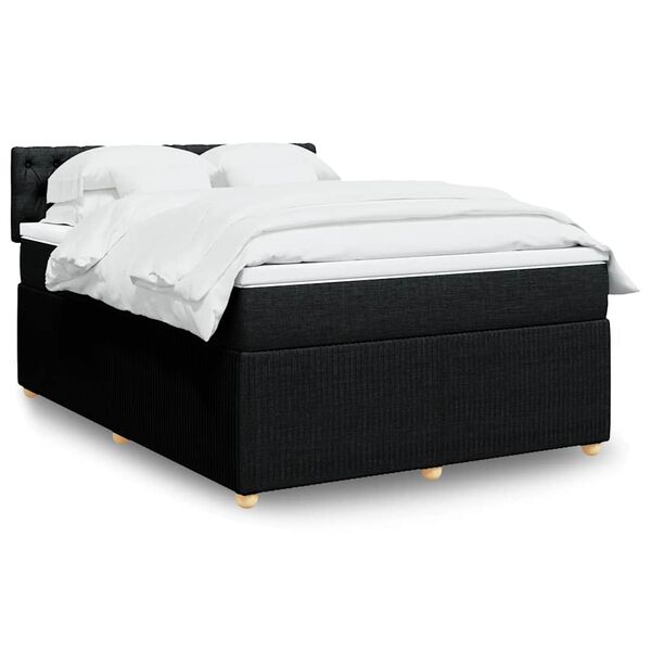 vidaXL Cama box spring con colch&oacute;n tela negro 140x200 cm