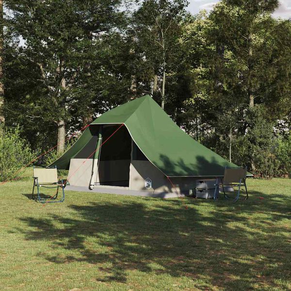 vidaXL Carpa Tipi con techo Verde 364 x 281 x 257 cm tafetán