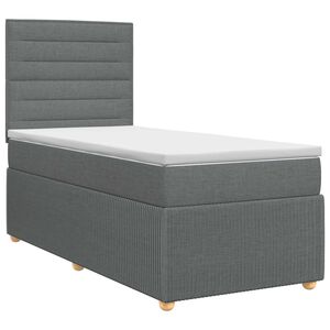 vidaXL Cama box spring con colch&oacute;n Gris oscuro 80 x 200 cm Tela