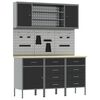vidaXL Armario de trabajo 7 pcs Negro Madera Ingenierizada y Acero