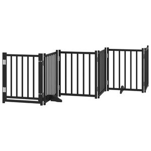 vidaXL Puerta de perros plegable 6 paneles madera abeto negra 300 cm